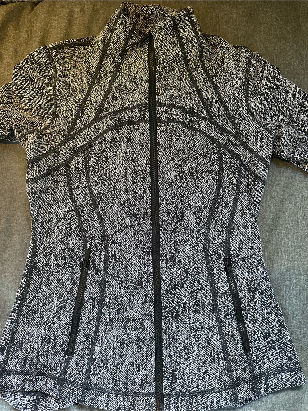lululemon athletica Black and White Textured Zip Front Jacket